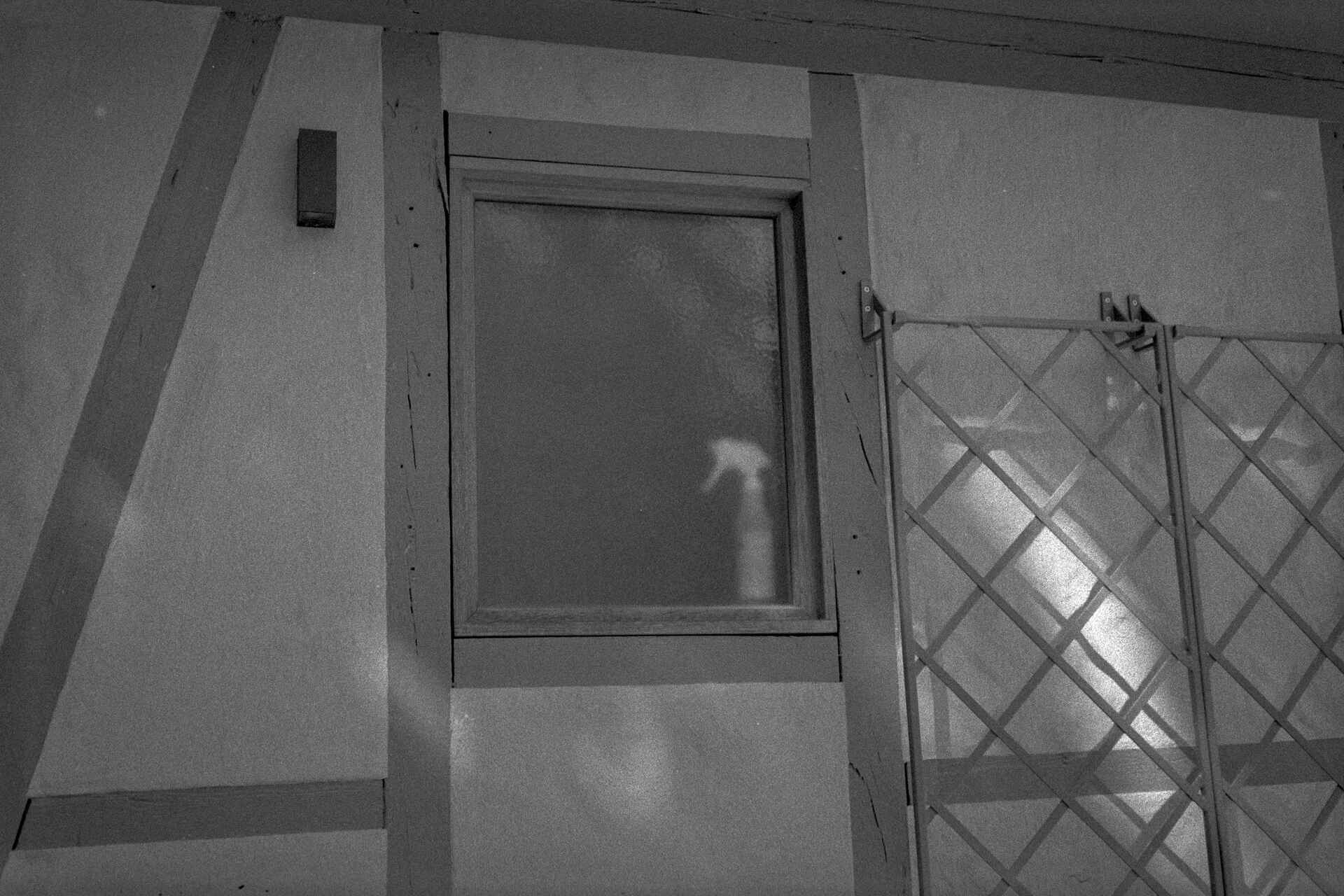 Schwarzweißbild (digitalisiert vom Ilford-HP5-Kleinbild-Negativ): Fenster.