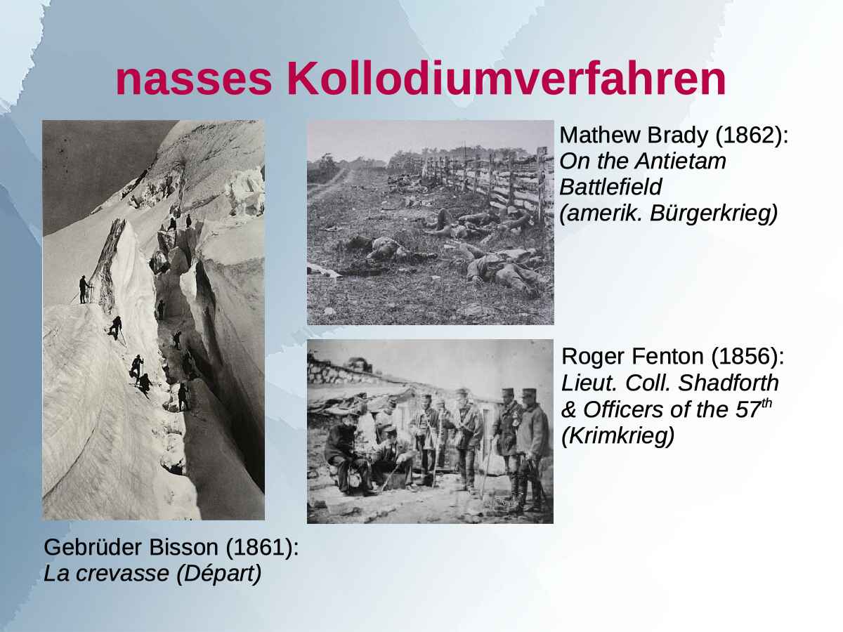 Vortragsfolie 12 zum Vortrag von Martin Frech: ›Nasses Kollodiumverfahren‹ (Foto: Martin Frech, 3/2014)