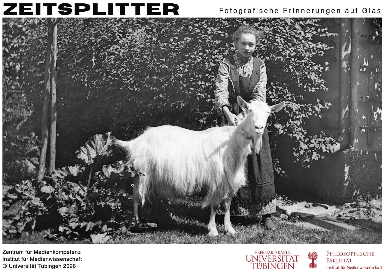 Kommen Sie gerne vorbei! (Foto: , 2026) Einladungskarte zur Ausstellung ›Zeitsplitter, Fotografische Erinnerungen auf Glas‹, Brechtbaugalerie, Wilhelmstraße 50, 72074 Tübingen, 6. Februar bis 25. Oktober 2026. (Foto: , 2026)