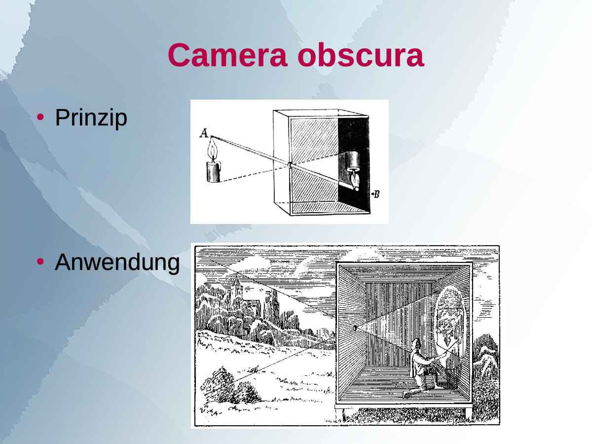 Vortragsfolie 2 zum Vortrag von Martin Frech: ›Camera Obscura‹ (Foto: Martin Frech, 3/2014)